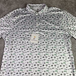 Style Driver Shirt Men’s XL White World Amatuer Print Performance Golf Polo
